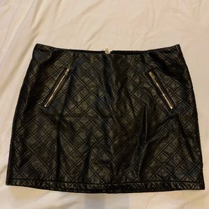Pleated Leather Mini Skirt
